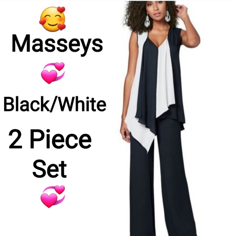Masseys Black/ White 2Pcs Top/Pants Set Size 6